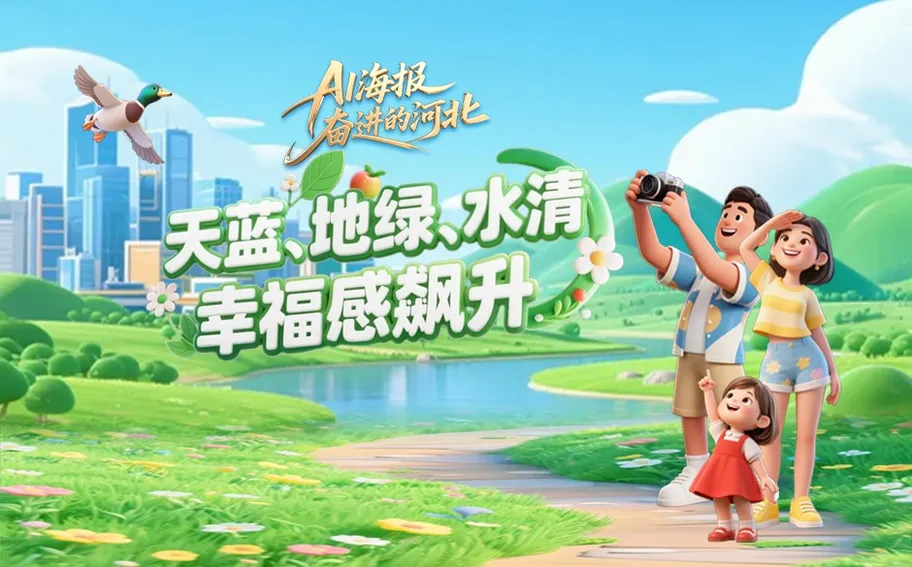 AI海报·奋进的河北 | 天蓝、地绿、水清 幸福感飙升