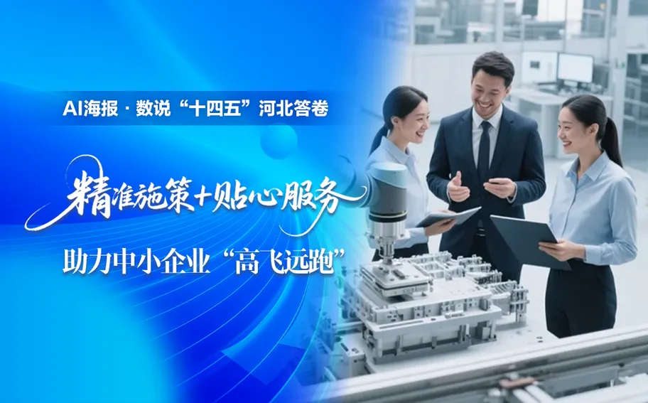 AI海报·数说“十四五”河北答卷丨精准施策＋贴心服务 助力中小企业“高飞远跑”