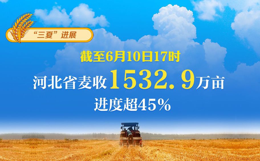 “三夏”日报告 | 截至6月10日17时，河北省麦收1532.9万亩