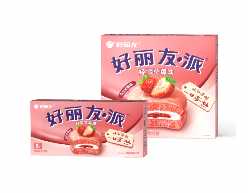 轻雪草莓味好丽友派视觉形象升级